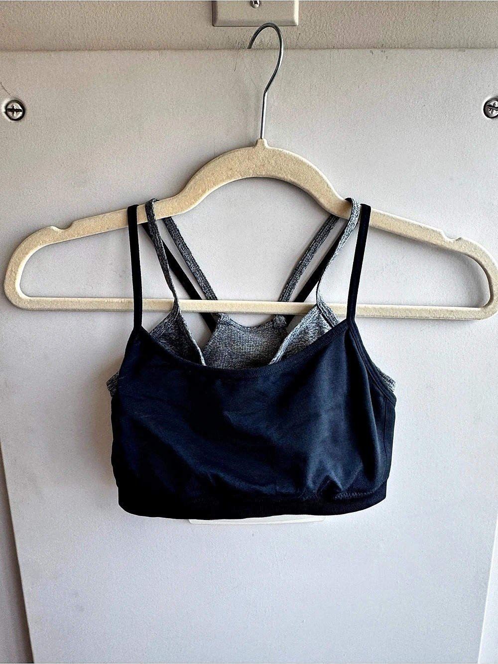 Splits59 Layered Grey Black Sports Bra Racerback Size S